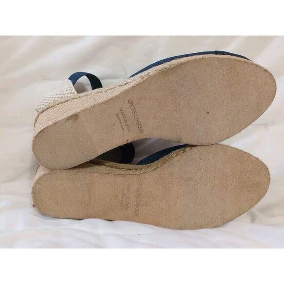 André Assous Womens Wedge Sz 7 New Espadrille Heeled Sandals Navy Blue $129 - Picture 7 of 9